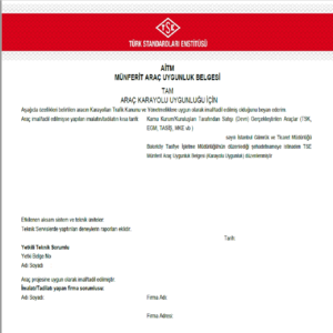 Karayolu Uygunluk Belgesi